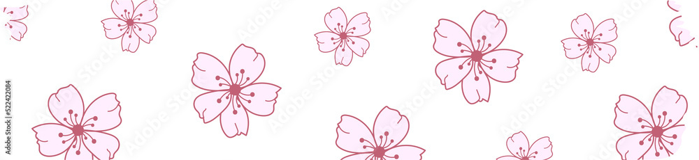 Washi tape with sakura or cherry blossom pattern, Washi tape sakura design illustration Washi tape with sakura or cherry blossom pattern, Washi tape sakura design illustration