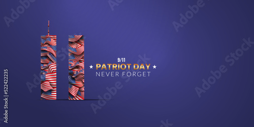 9/11 memorial day September 11.Patriot day NYC World Trade Center. We will never forget, the terrorist attacks of september 11. World Trade Center with flag inside
