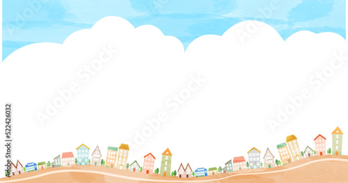 かわいい家が並ぶ街並みフレーム