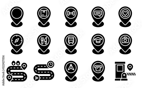 Location map and navigation solid icon set 5
