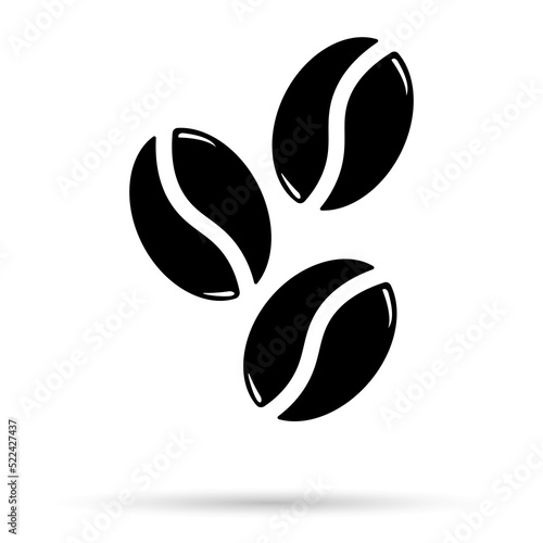 Stampa su tela Group of roasted coffee beans, caffeine symbol