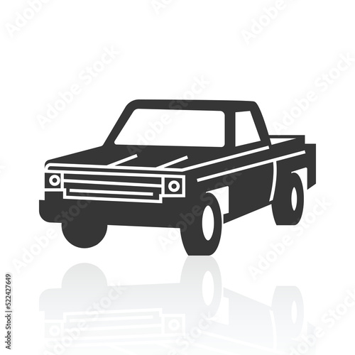 solid icons for Pickup truck and shadow,vector illustrations