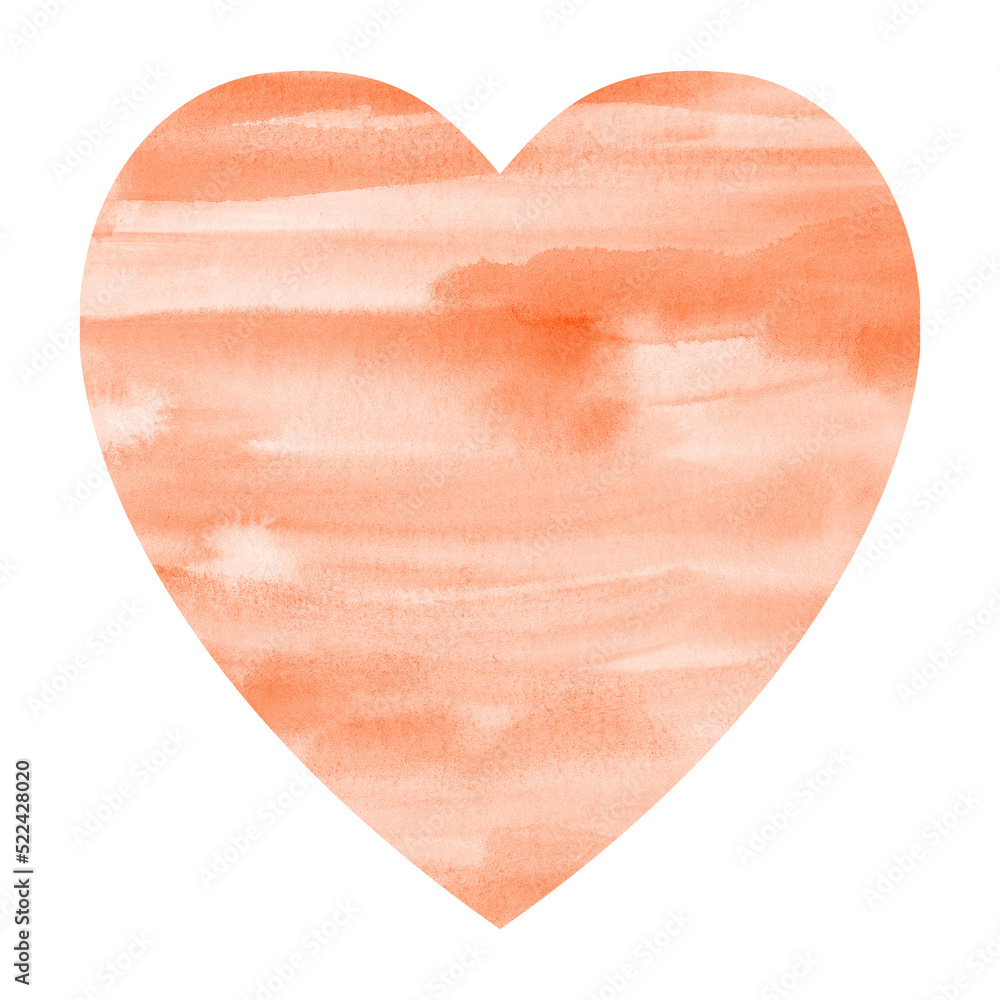 Orange Heart Watercolor Shape