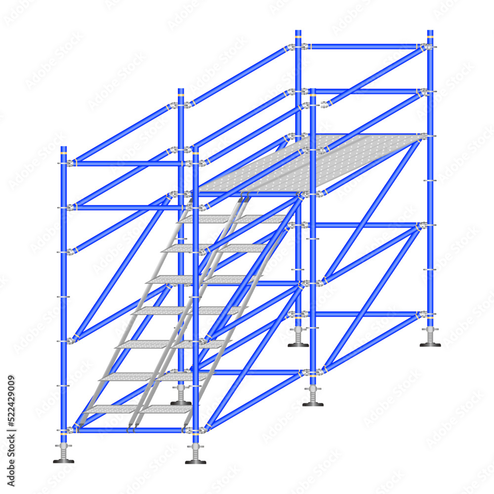 scaffolding, white background, used in construction areas. Stock Vector