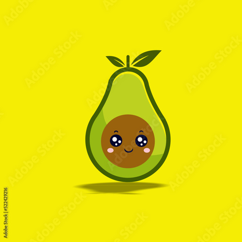 cute avocado icon cartoon kawai photo