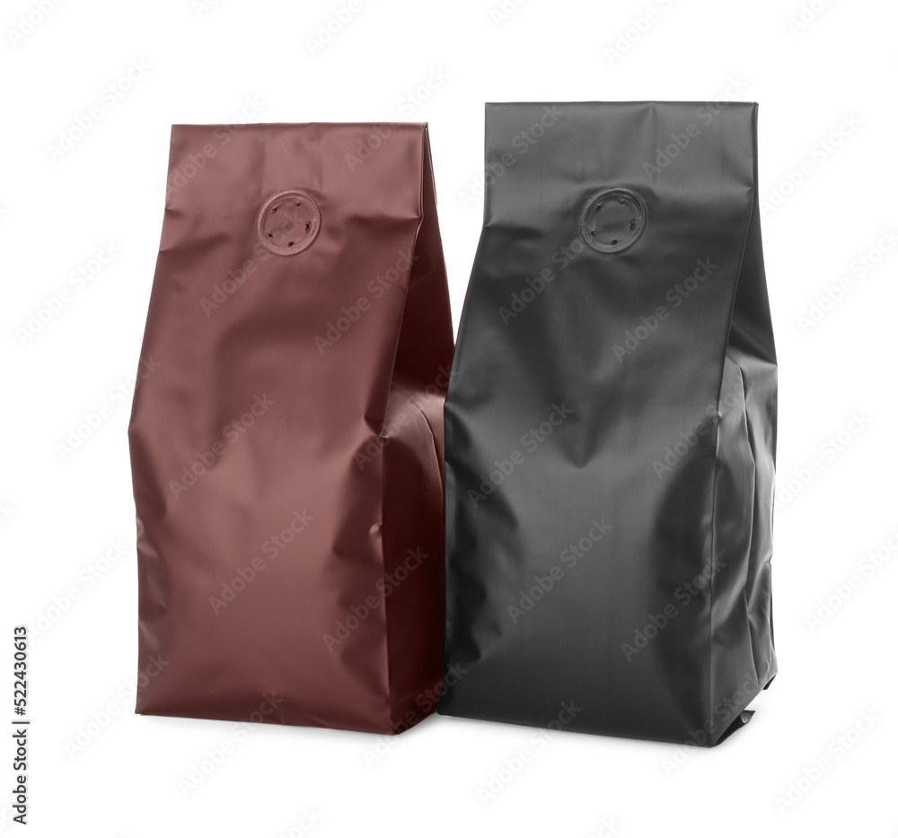 Different blank foil packages on white background Different blank foil packages on white background