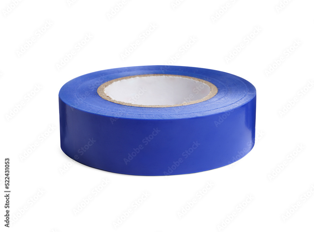 Reel of blue insulating tape isolated on white Reel of blue insulating tape isolated on white