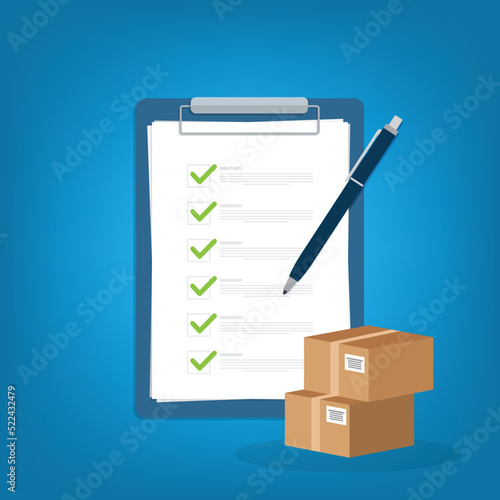 Package passes check status. Package delivery list.