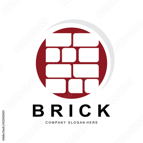 Bricks Logo Design, Material Stone Illustration Vector, Building Construction Icon