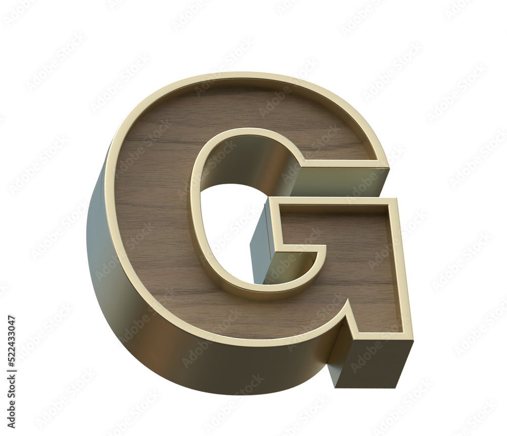 A 3d rendering image of goden and wooden alphabets A 3d rendering image of goden and wooden alphabets