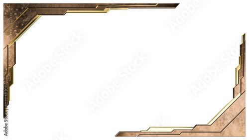 A 3d rendering image of metalic and crystal frame