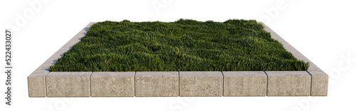 Quadro em tela a 3d rendering image of brick edging  around grasses field