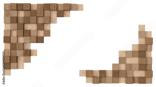 A 3d rendering image of a lot of cubics wooden wall.