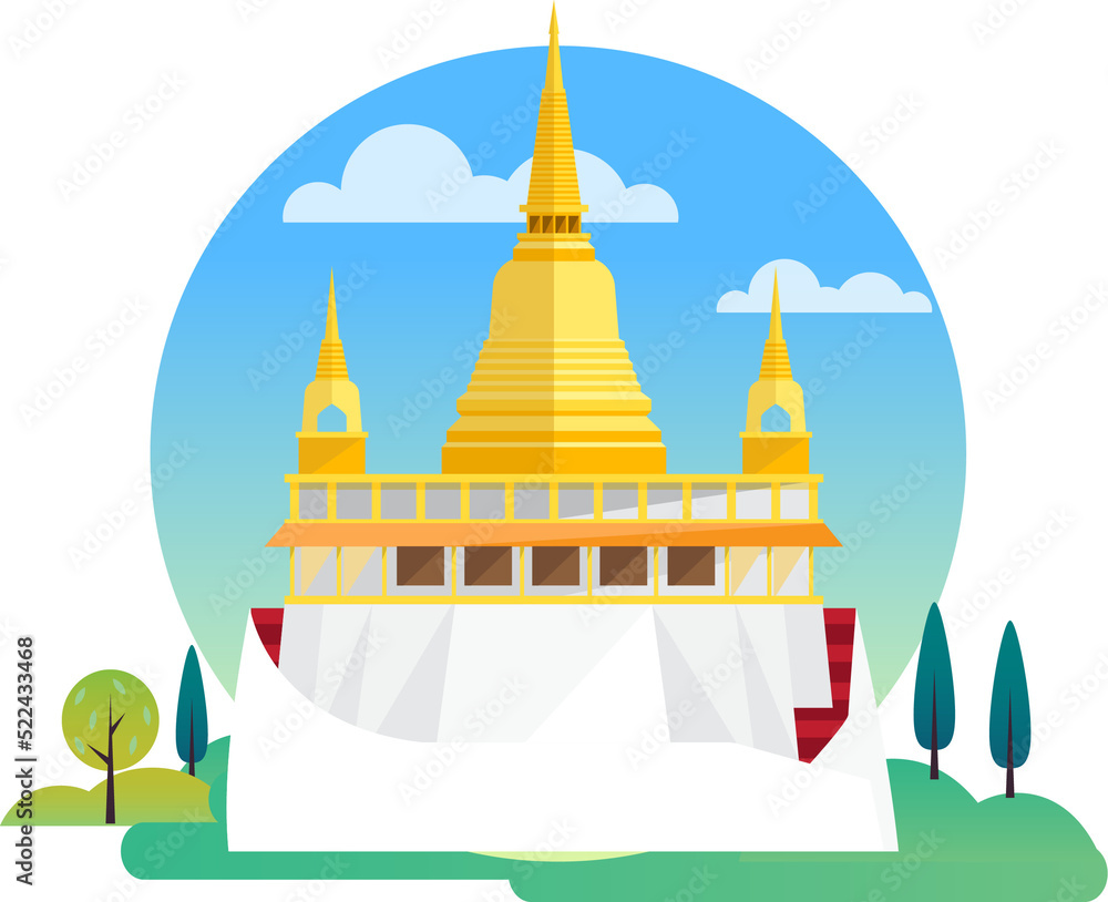 Naklejka premium illustration asia landmarks, Travel popular landmark architecture Asia