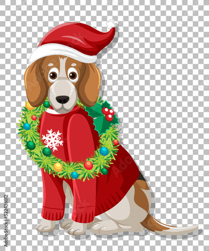 A dog wearing Christmas hat © brgfx