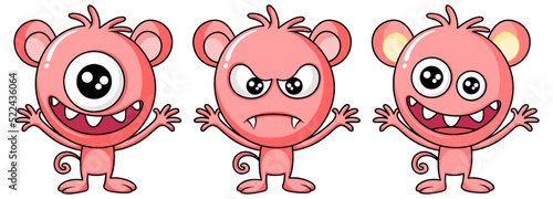 Set of different three monsters