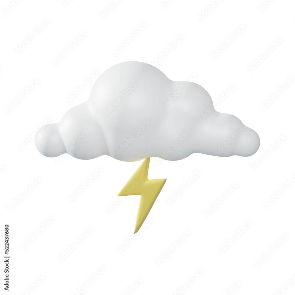 3d Rendering of forecast weather 'Thunder' isolated on white. 3d Rendering of forecast weather 'Thunder' isolated on white.