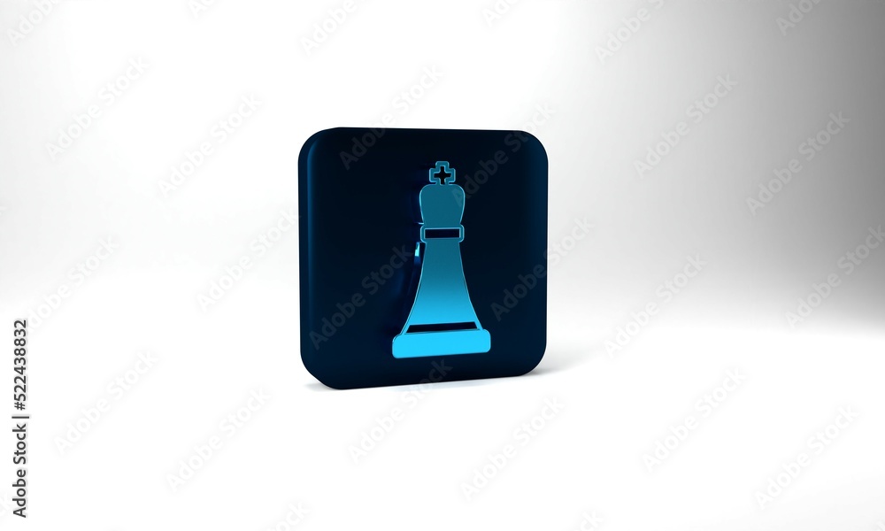Blue Chess icon isolated on grey background. Business strategy. Game, management, finance. Blue square button. 3d illustration 3D render Blue Chess icon isolated on grey background. Business strategy. Game, management, finance. Blue square button. 3d illustration 3D render