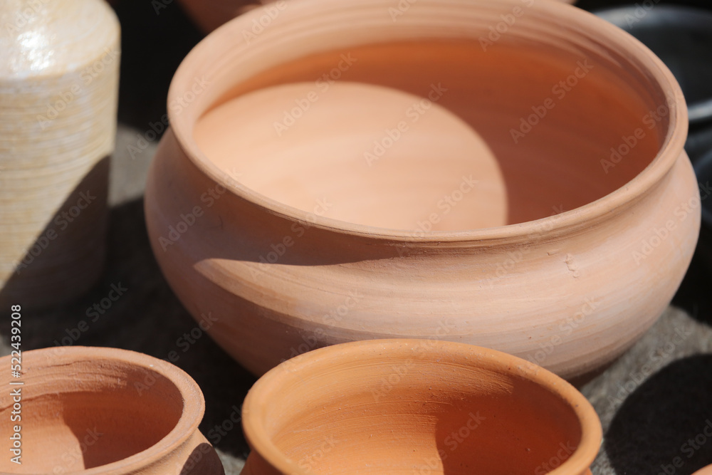 Clay jars at the market for food. Clay jars at the market for food.