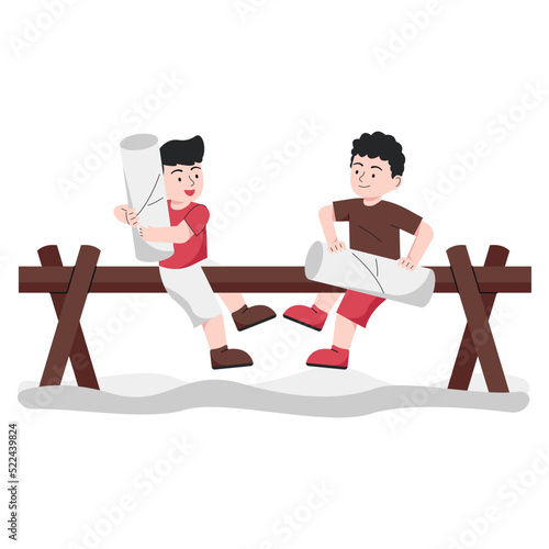 Kids Pillow Fight Game Sticker