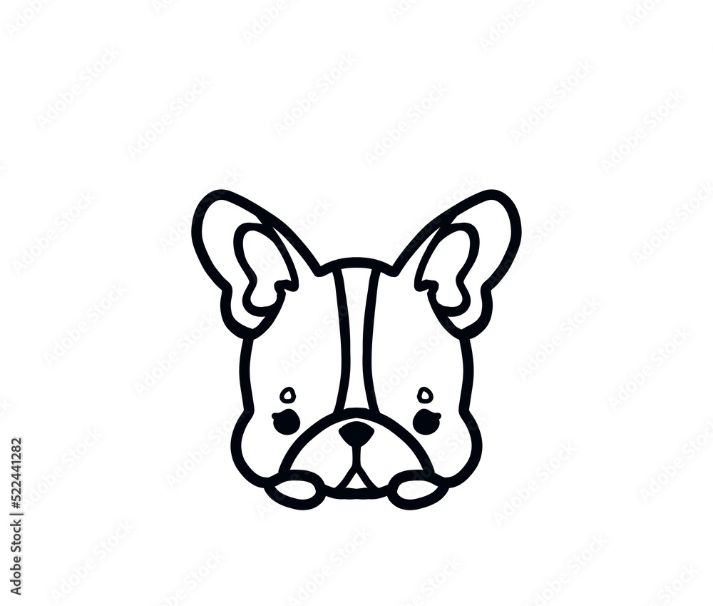 French bulldog for coloring adorable cute kawaii drawing illustration