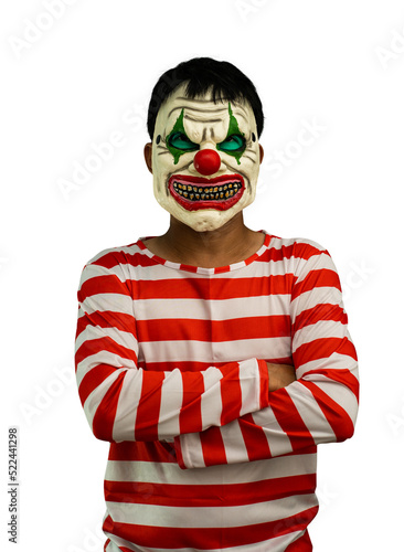 Man wearing joker mask isolated