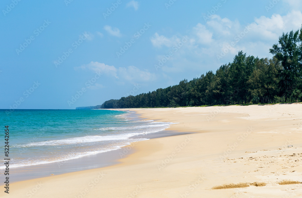 Peaceful empty beach in south of Thailand, tropical island holiday destination, summer outdoor day light