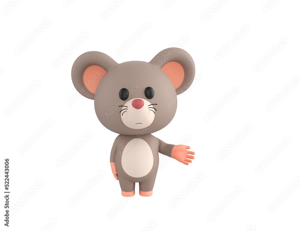 Fototapeta premium Little Rat character giving his hand in 3d rendering.