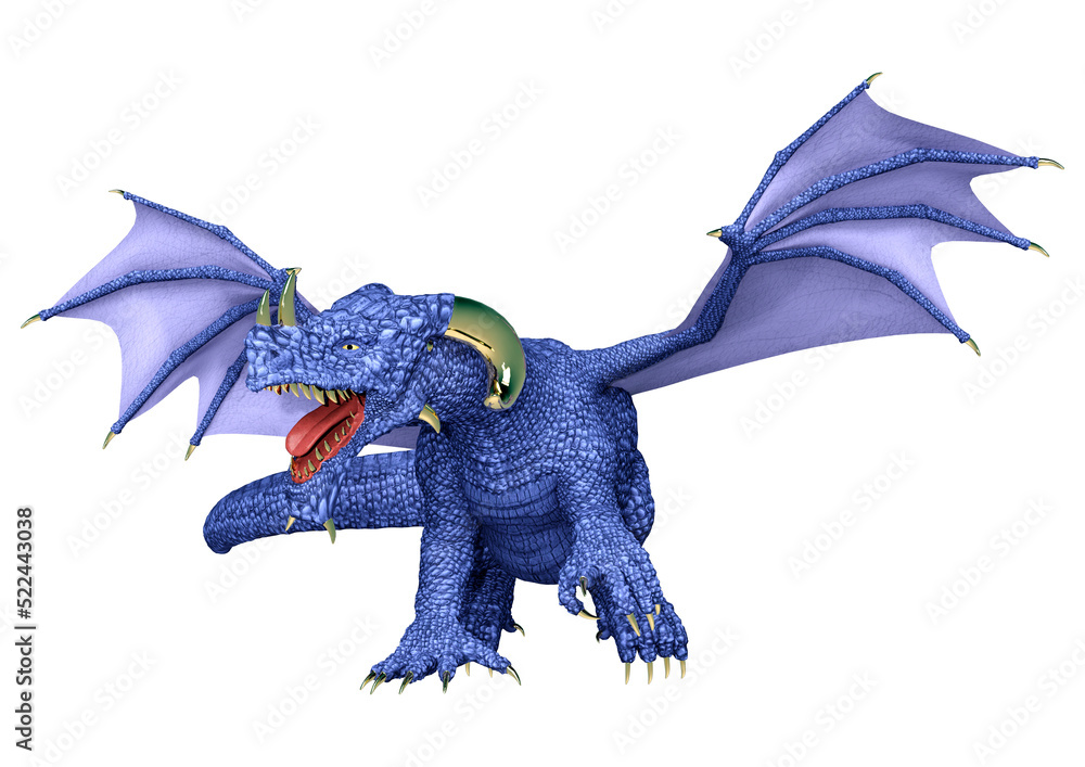 Fototapeta premium 3D Rendering Fairy Tale Dragon on White