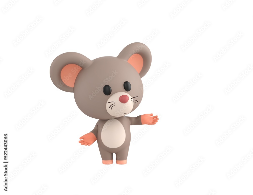 Naklejka premium Little Rat character choosing between two alternatives in 3d rendering.