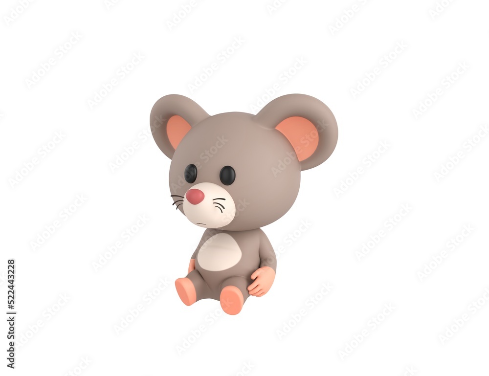 Little Rat character sitting on the ground in 3d rendering. Little Rat character sitting on the ground in 3d rendering.
