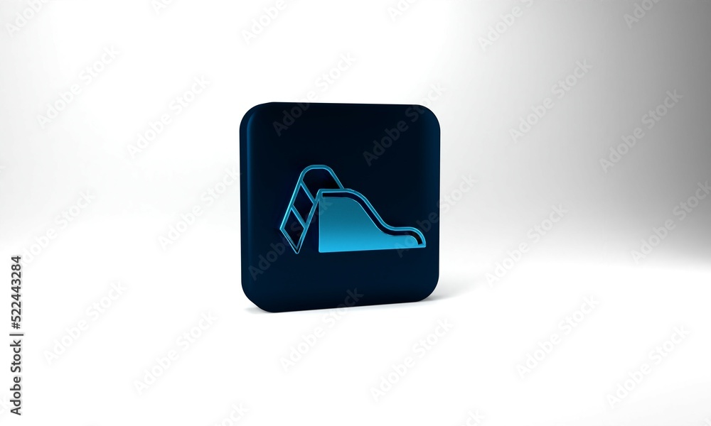 Blue Slide playground icon isolated on grey background. Childrens slide. Blue square button. 3d illustration 3D render Blue Slide playground icon isolated on grey background. Childrens slide. Blue square button. 3d illustration 3D render