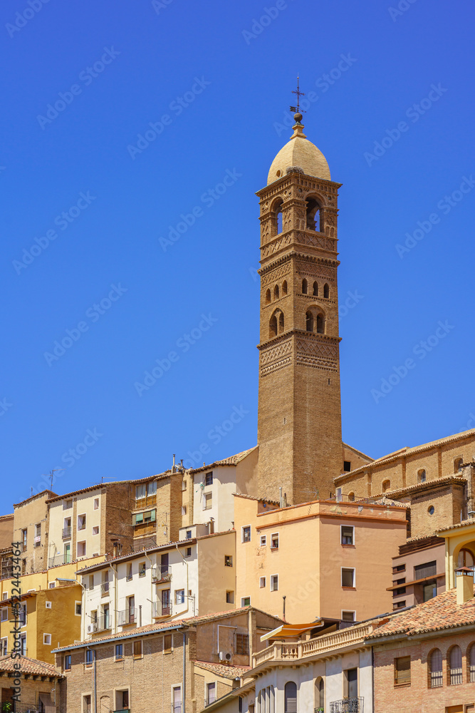 View of Tarazona old town with the Santa Magdalena steeple in Aragon, Spain