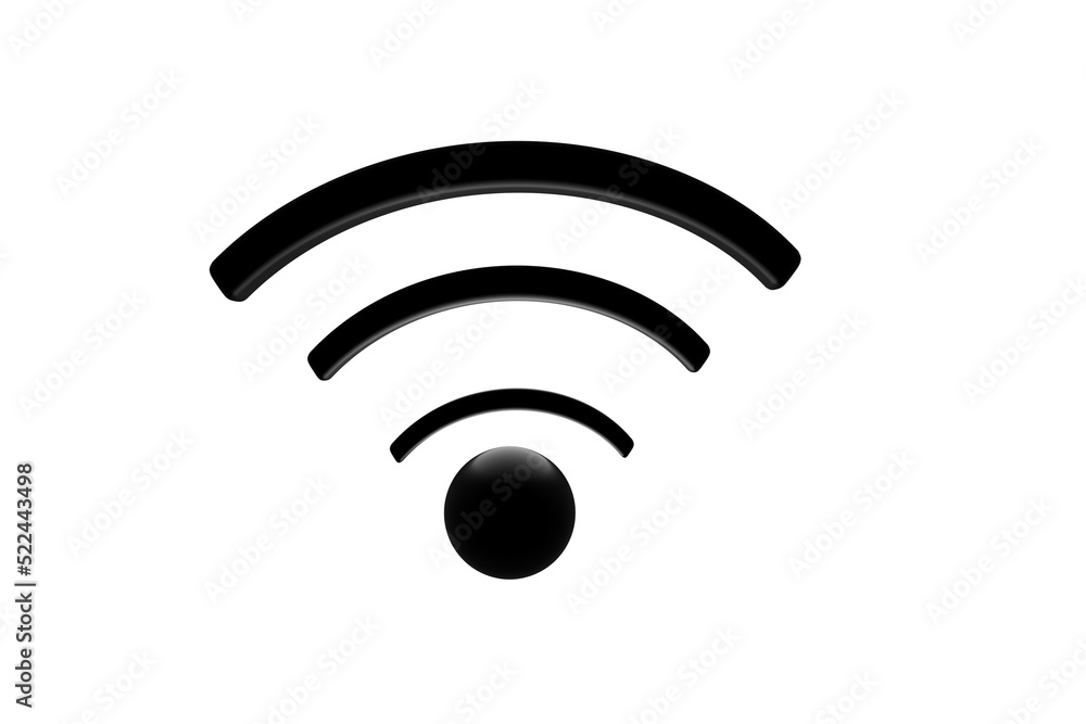 3D wifi sign symbol black white background isolated 3D wifi sign symbol black white background isolated