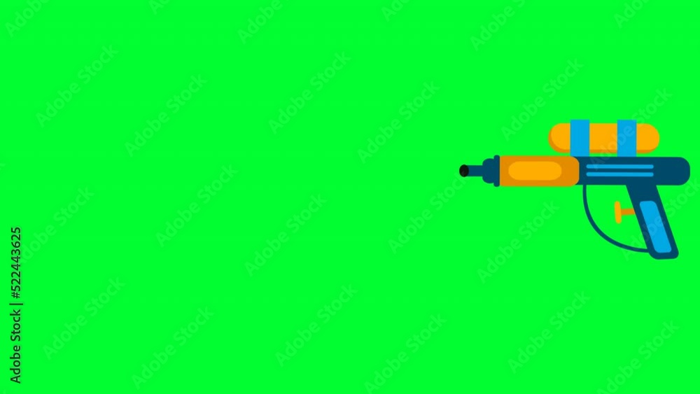Cute cartoon Toy Pistol on Green screen 4k video. Gun fire or Gun Shoot ...