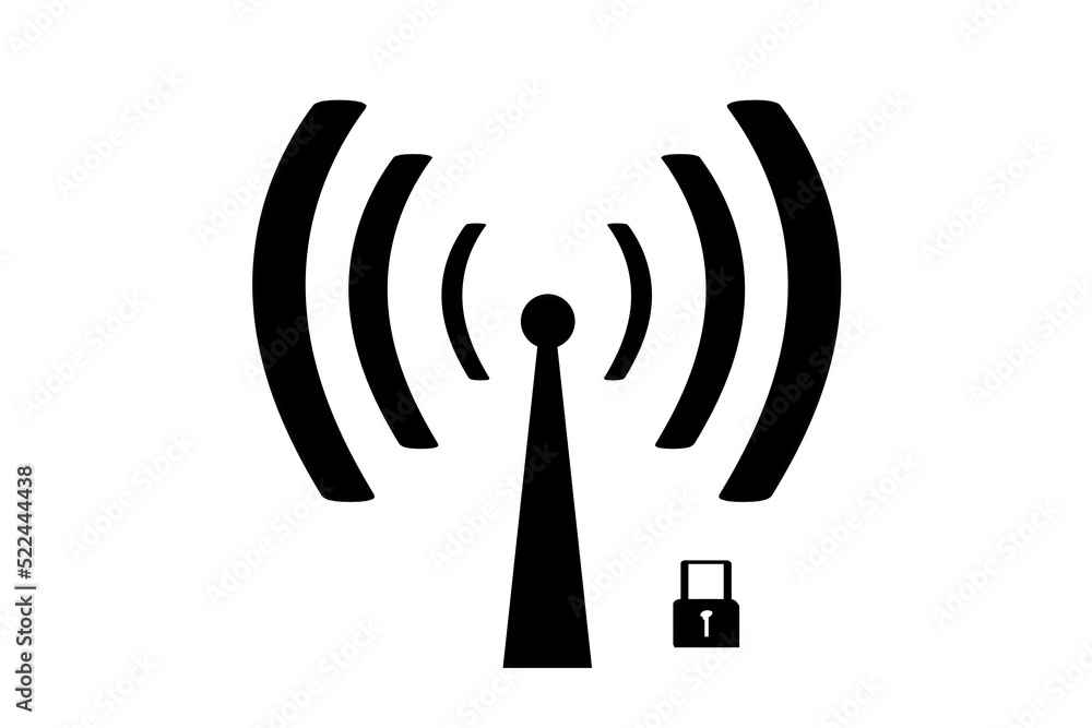 3D wifi sign symbol black white background isolated 3D wifi sign symbol black white background isolated
