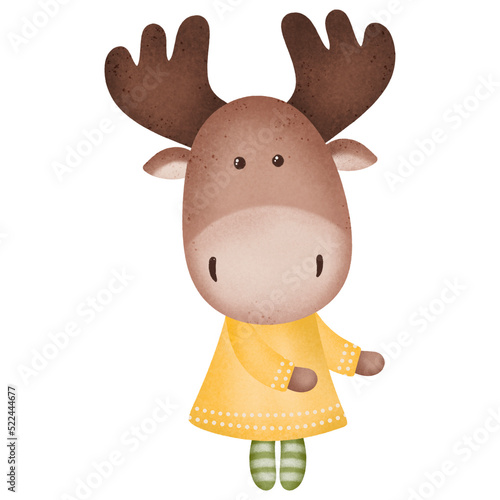 Cute reindeer cartoon design character © CholladaArt