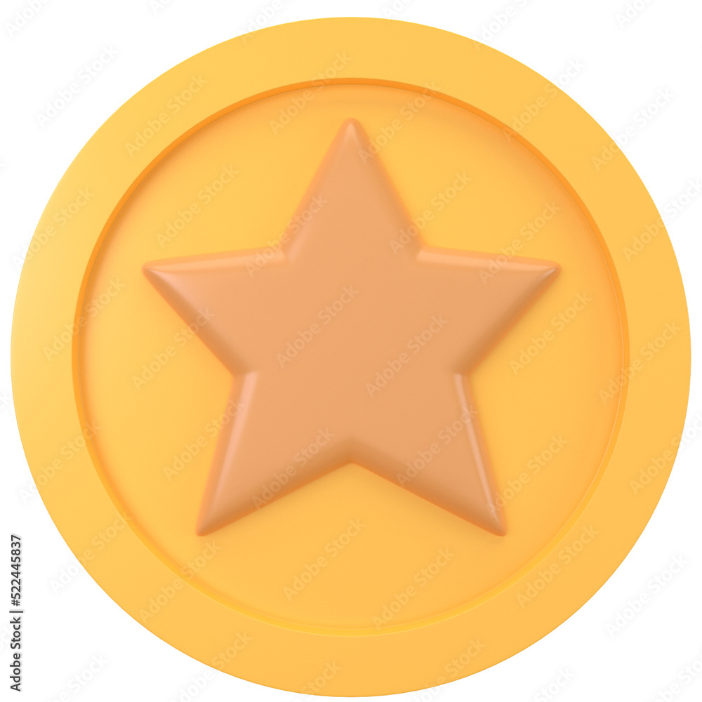 Obraz premium 3d star coin icon with pastel color, for UI, poster, banner, social media post. 3D rendering