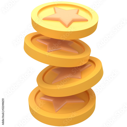 3d star coin icon with pastel color, for UI, poster, banner, social media post. 3D rendering