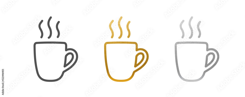 Cup Icon Set - Vector Sign - Black, Gold, Silver Cup Icon Set - Vector Sign - Black, Gold, Silver