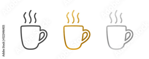 Cup Icon Set - Vector Sign - Black  Gold  Silver