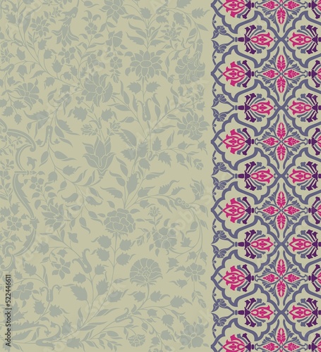 wedding card design, traditional paisley floral pattern , royal India  © N | R