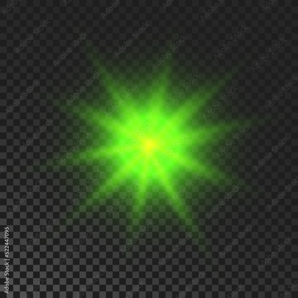Green glowing sparkling star Green glowing sparkling star