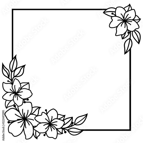 Floral square frame svg, Monogram border with flowers svg
