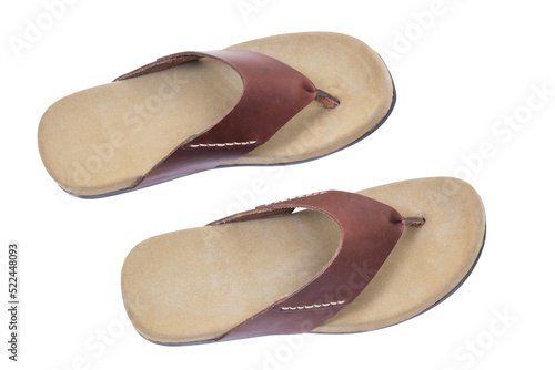 Brown leather sandal isolated.