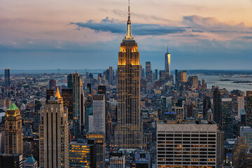Wandcirkels Empire State Building Skyline van New York City  © Stockbym