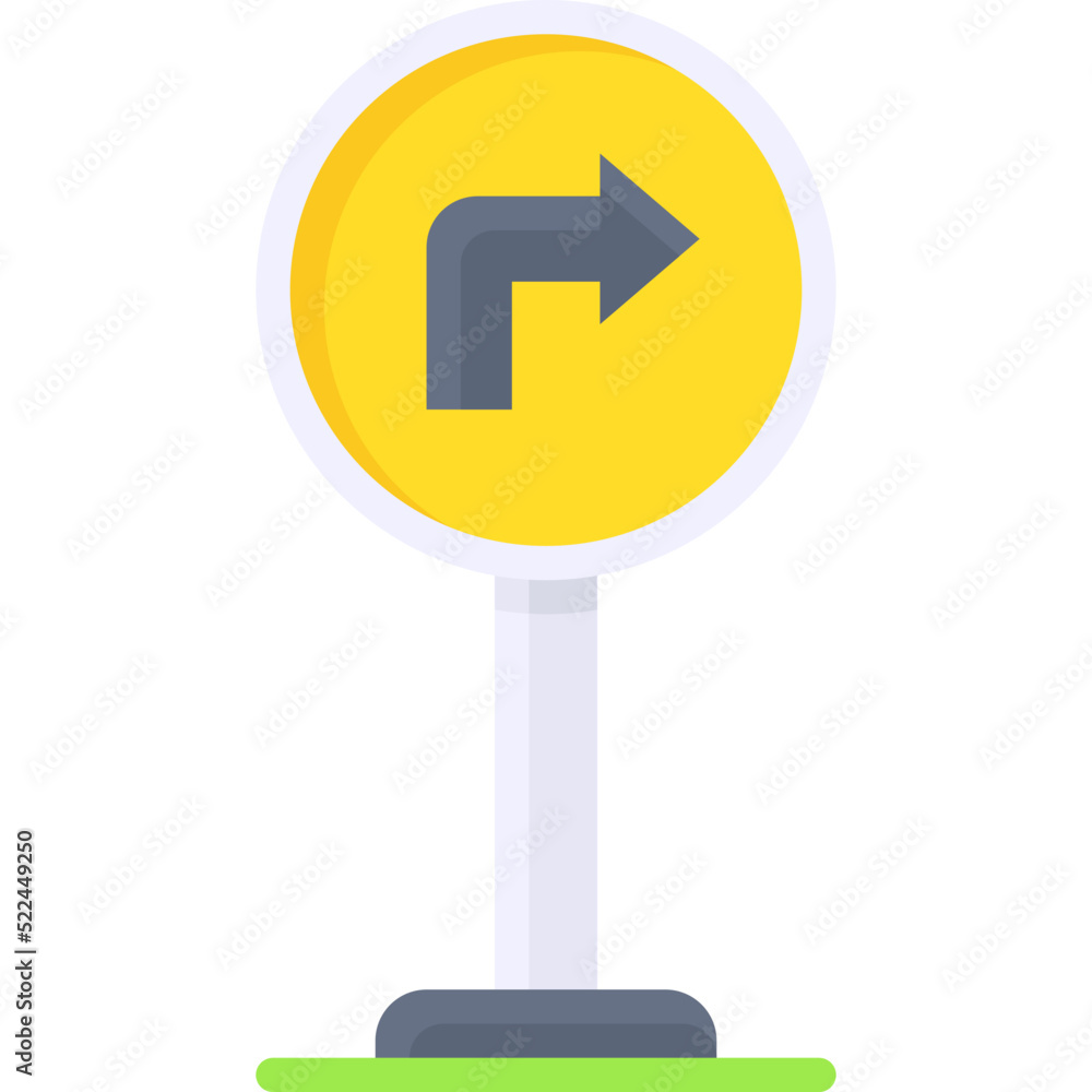 Turn right sign icon, location map and navigation vector Turn right sign icon, location map and navigation vector