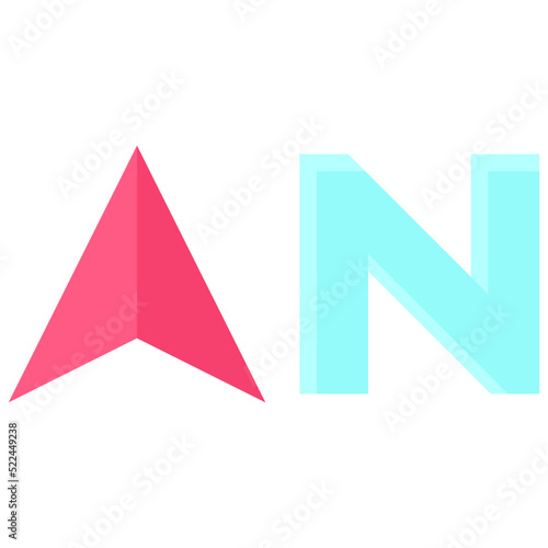 North direction icon, location map and navigation vector
