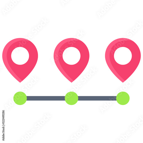 Route icon, location map and navigation vector