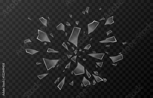 Vector glass shards on an isolated transparent background. Broken glass png, fragments png. Crack, pieces of glass PNG.